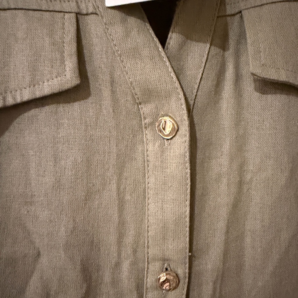 Zara Sleeveless Button-Front Shirt Dress in Sage Green - Picture 12 of 14